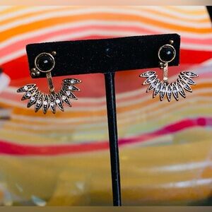 Black & Goldtone Rhinestone Earrings